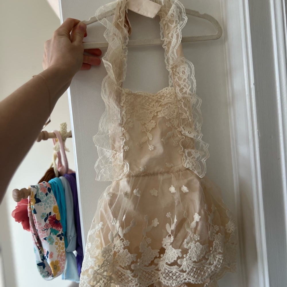 Everly Lace Romper in Ivory
